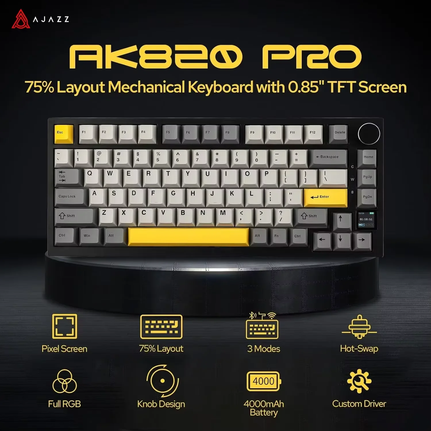 アビソ Ajazz AK820/AK820Pro Gaming Mechanical Keyboard Bluetooth 5.1