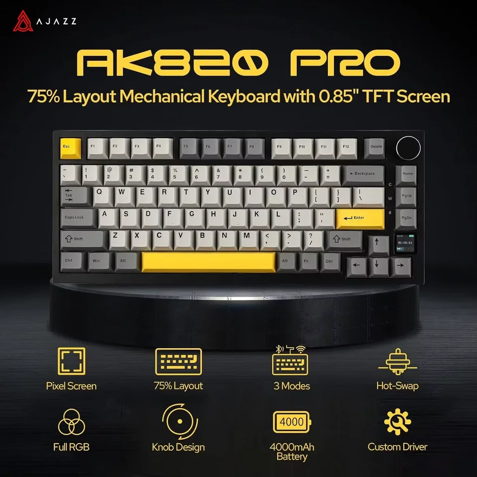 Ajazz AK820/AK820Pro Gaming Mechanical Keyboard Bluetooth 5.1