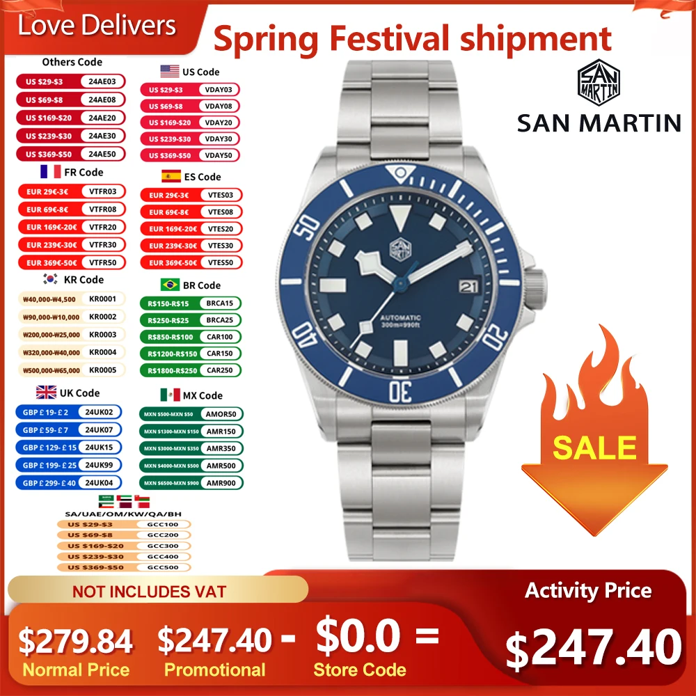 San Martin Sn0121T Orologio Subacqueo In Titanio Nh35 Orologi Con Movimento Automatico Grade2 Titanium 120 Click Orologio Da Polso Impermeabile Da 300