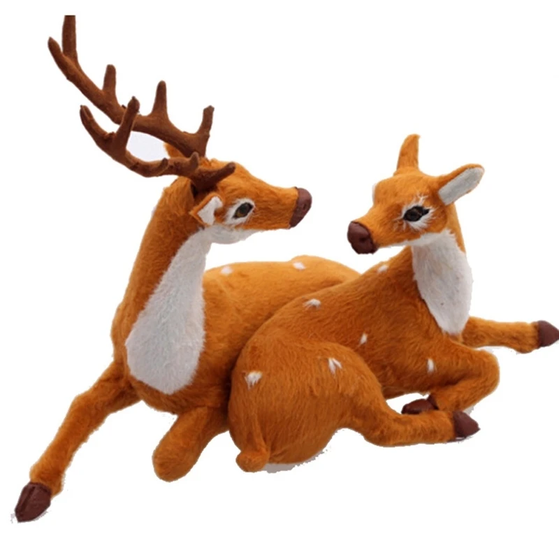 

for Creative Christmas Couple Deer Reindeer Plush for Doll Elk Stuffed Animal Toy Home Party Desktop Ornament DropShip