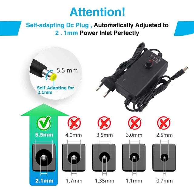 Alimentation universelle 3V - 12V - Taille de la fiche