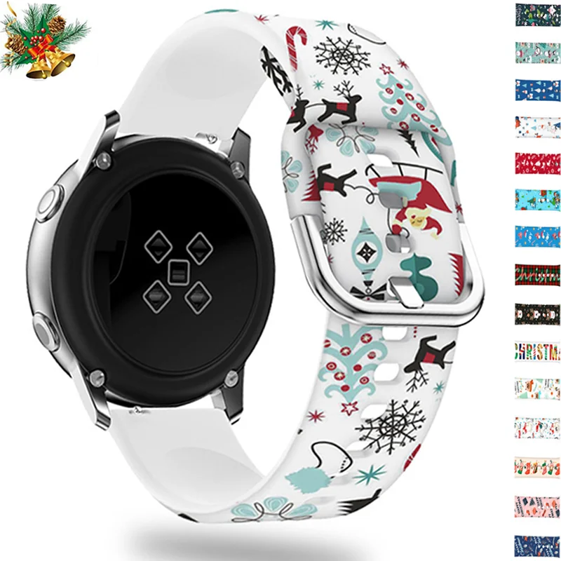 

20/22mm Christmas Band For Samsung Galaxy Watch 4 classic/Active 2/3/44mm/40mm46mm/42mm/S3/Huawei GT-2-2e-3-Pro Bracelet strap