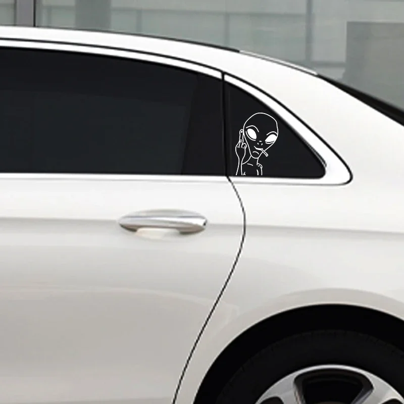 

G194 Funny Alien Personality Ufo Car Accessories Sticker Vinyl Decorative Decal Car Windows Decor Black /White/Laser 10.3X15CM