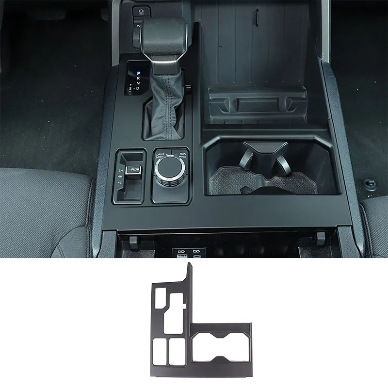 

For 2022-2023 Toyota Tundra Sequoia ABS matte black car center control gear water cup panel integrated frame sticker accessories