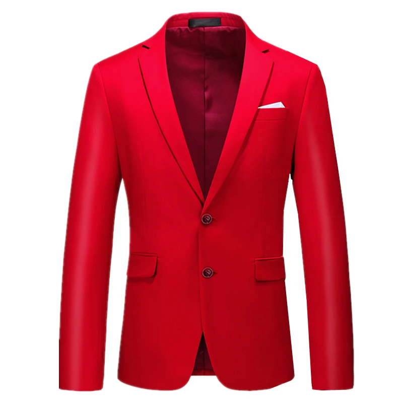 2026 신상 남성용 그린 수트 재킷, 투 버튼 브이넥 코트, 웨딩 파티 정장 상의 블루 레드 옐로우 그린 블레이저