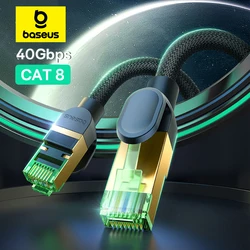 Baseus CAT8 Ethernet Cable High Speed 40Gbps 2000MHz CAT8 Networking Braided Internet Lan Cord for Laptops PS4 Router RJ45 Cable