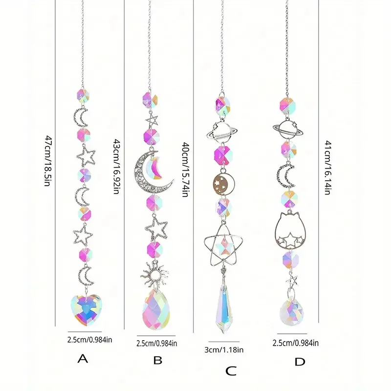 1Pc Galaxy Stars Moon Crystal Hanging Sun Light Catcher For Outdoor Garden Home Bedroom 2