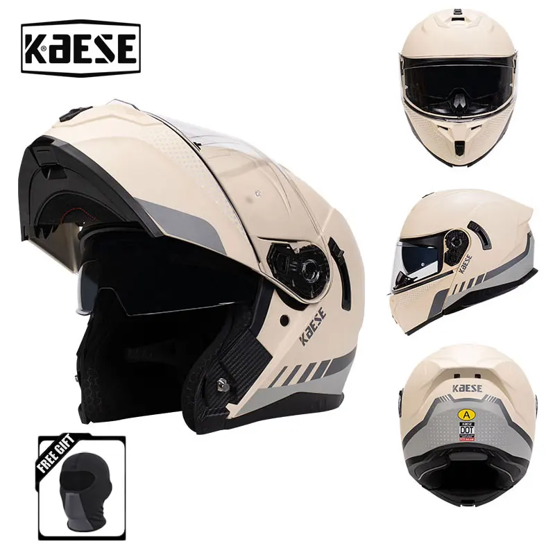 

Unisex Men Women Full Face Motorcycle Helmets DOT Approved Racing Flip Up Helmet ABS Shell Modular Dual Lens Motocross Helmets