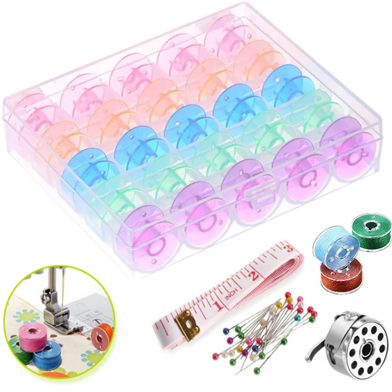 Empty Bobbins Sewing Machine Spools Clear Plastic/Metal Bobbins and