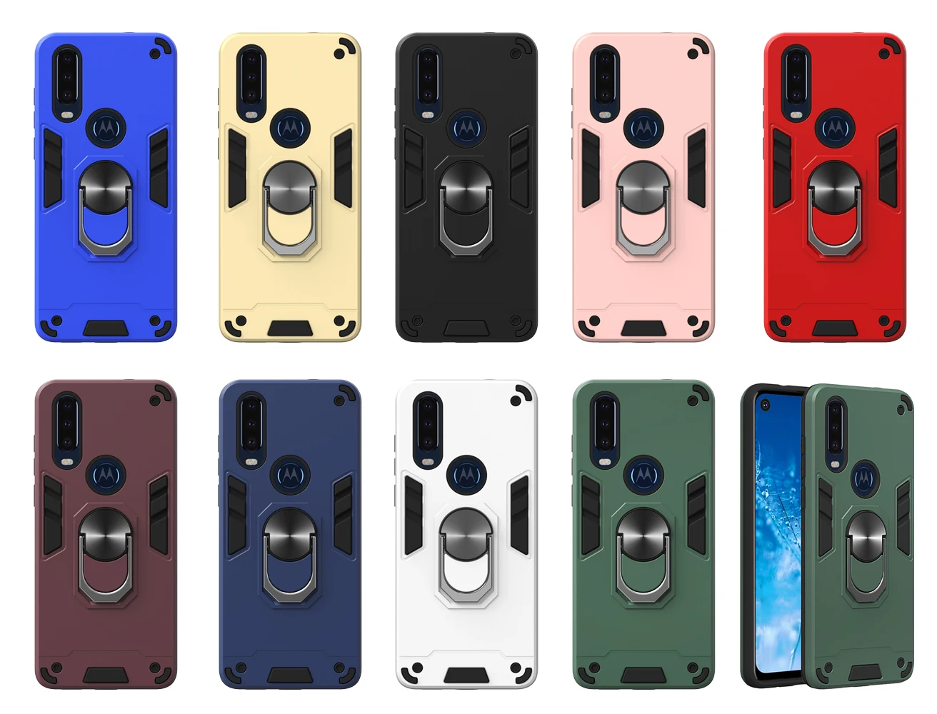 Per Motorola Moto One Action Case Hard Con Supporto Ring Magnet Custodia Protettiva Antiurto Per Armatura Per Moto P40 Power