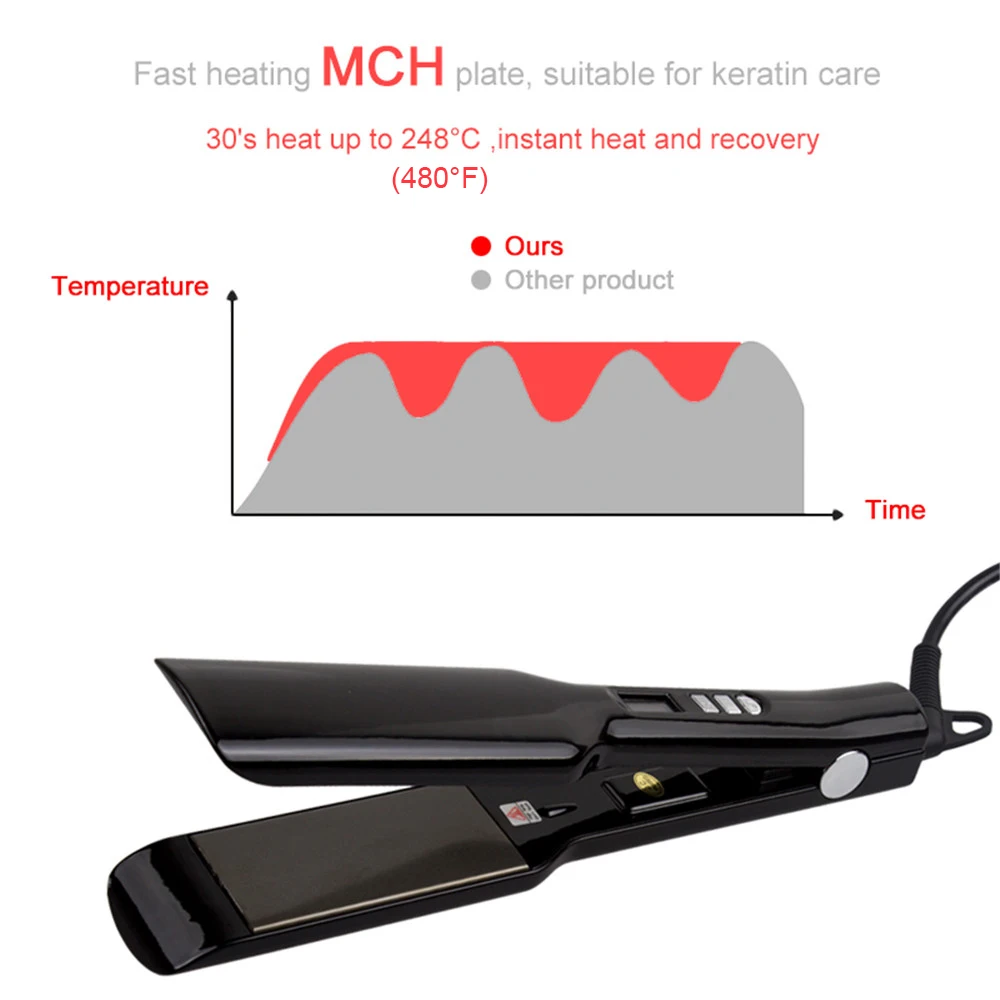 Hair Straightener Titanium Plate Straightening Iron Keratin Treatment Flat Irons 470℉ MCH Fast Heating High Temperature Styler 2