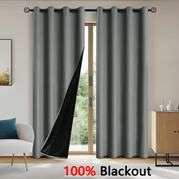 1 pezzo di tende oscuranti al 100% solide con occhielli, tende per la privacy totale per la camera da letto, bellissime tende per il soggiorno 1