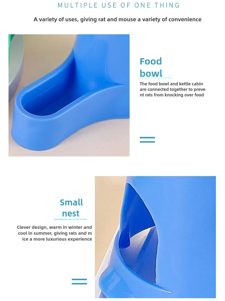 Hamster 3-in-1 feeder water dispenser food bowl water bottle holder shade shelter pet feeder