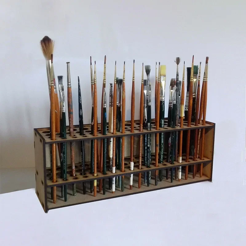 Wooden Artist Brush Holder Storage Organizer