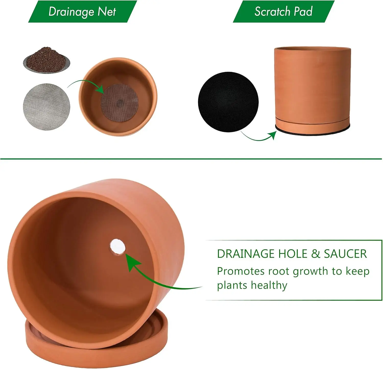 Terracotta planter interior