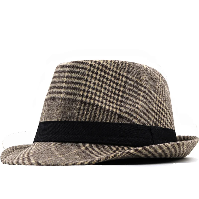 

Men's Hat Autumn New Winter Fedoras Hat For Male Solid stripe Felt Bowler Hats Gentleman Jazz Caps Classics Men's Fedoras