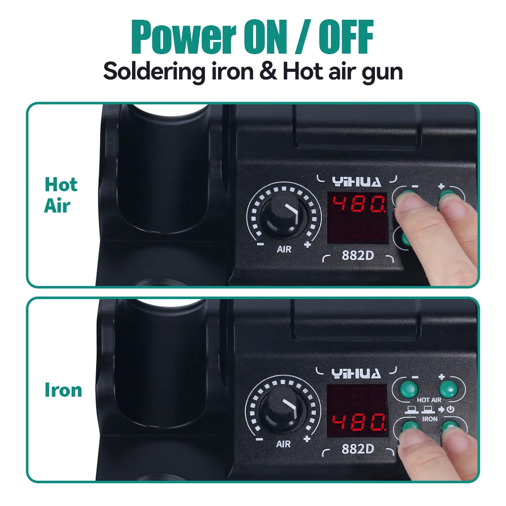 Hot Air Gun Soldering Tool 882D Soldering Station LCD Digital 2 In 1 750W Rework SMD Soldering Iron For BGA PCB IC Welding Repair