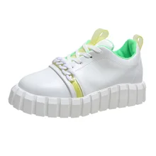 

Women's Flat Shoes White Shoes 2022 New Style Platform Shoes Chain Color Casual Sports Shoes Large Size Ladies Vulcanized Shoes