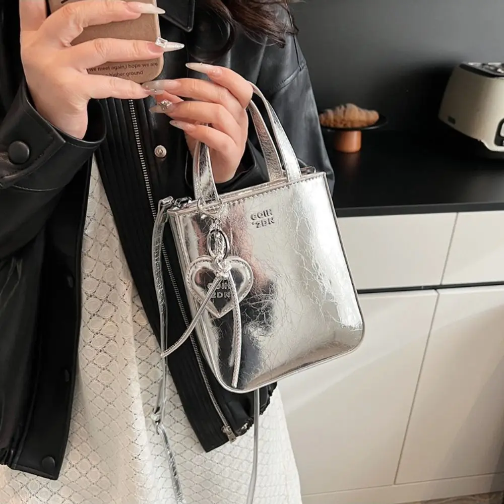 Women Trendy Pu Leather Crossbody Bags Fashion Shoulder Bag High Quality Small Square Bag Lady Silver Handbags Purses