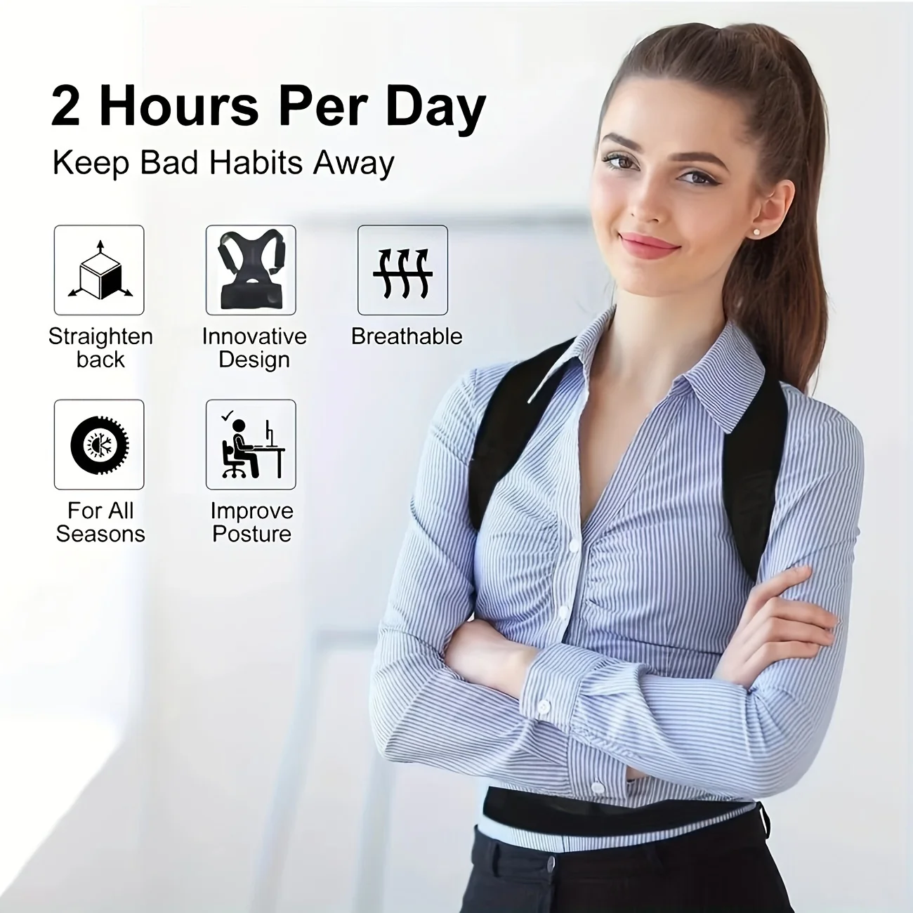 Support Back Brace Posture Corrector for Women and Men with Magnetic Therapy Adjustable Full Back Straightener