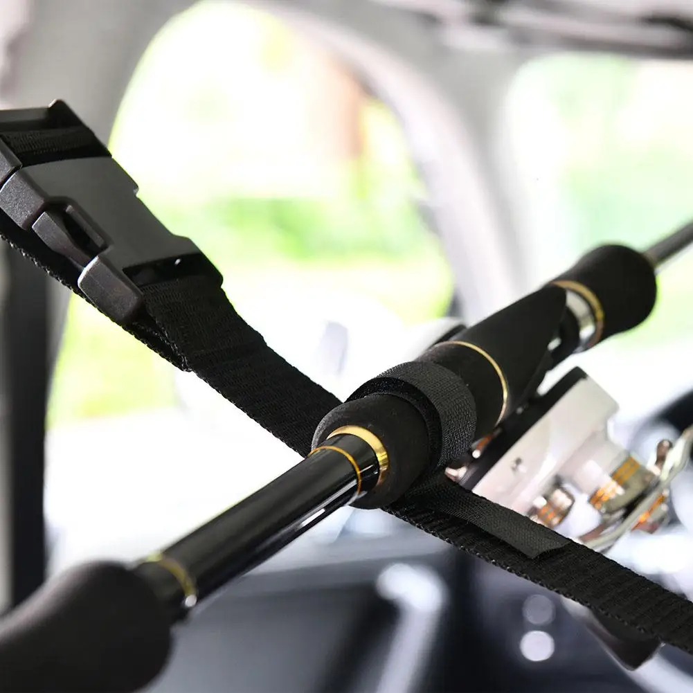 Fishing Rod Holder Car Mounted Storage Rack Fishing Rod Gear Holder Vehicle Fishing Rod Rack Holder Strap Storage Car Rest Belt Carrier SUV
