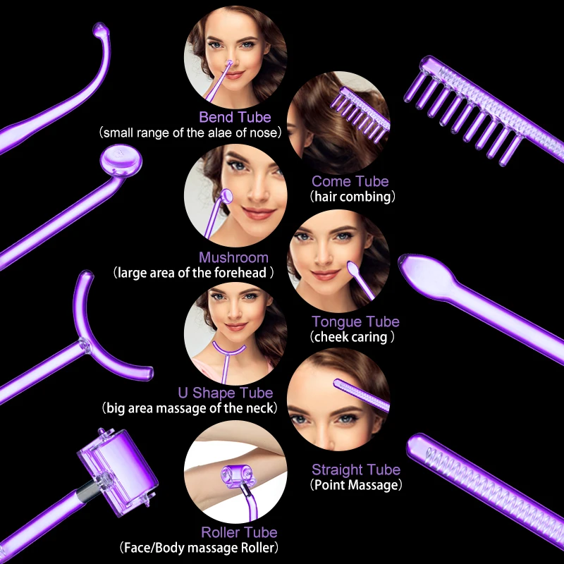 7in1 High Frequency Electrode Wand Machine Skin Tightening Acne Spot Wrinkles Remover Beauty Therapy Facial Care（ No Handle） 2