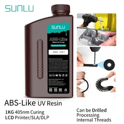 SUNLU Resin 405nm UV Curing ABS-Like Photopolymer LCD Printer Liquid 1KG Can Drilled Processed Internal Threads High Hardness