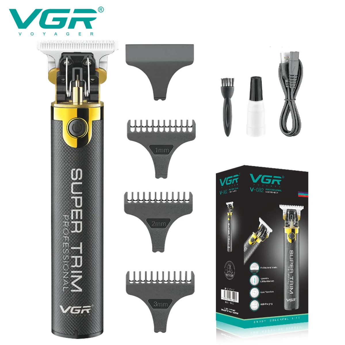 

VGR Professional Hair Clipper Hair Cutting Machine T9 Cordless Haircut Machine Rechargeable Barber Trimmer For Men Haircut V-082