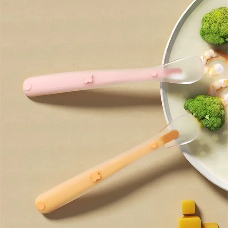 Baby Silicone Soft Spoon silicone cutlery set baby feeding spoon Children's Training Spoon Baby Feeding Silicone Soft Head Safety