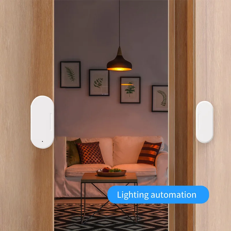 Tuya Zigbee 3.0 Smart Door & Window Sensor Open Close Alarm Built-in Brightness/Luminance Detector Works with Alexa Google Home