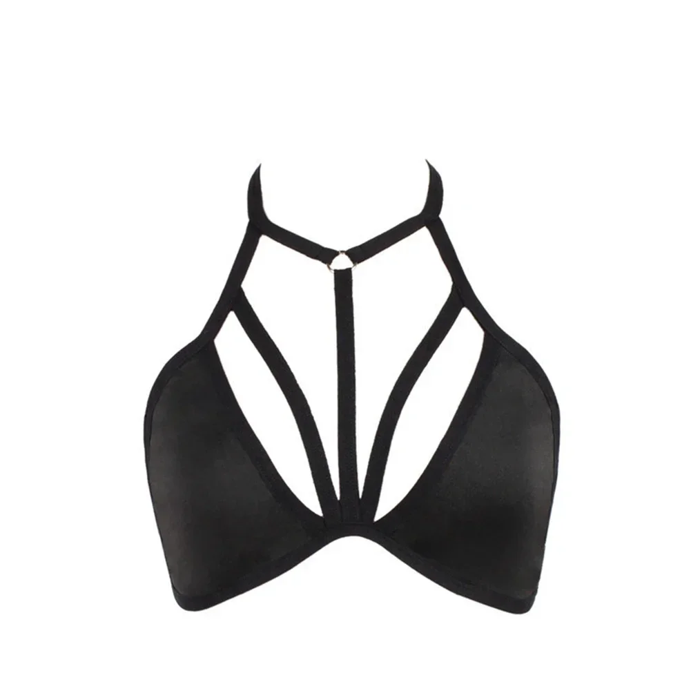 Women Fashion Sexy Hollow Out Bra Top Bralet Crop Top Blouse Tee Shirt Exotic Bandage Bra Black