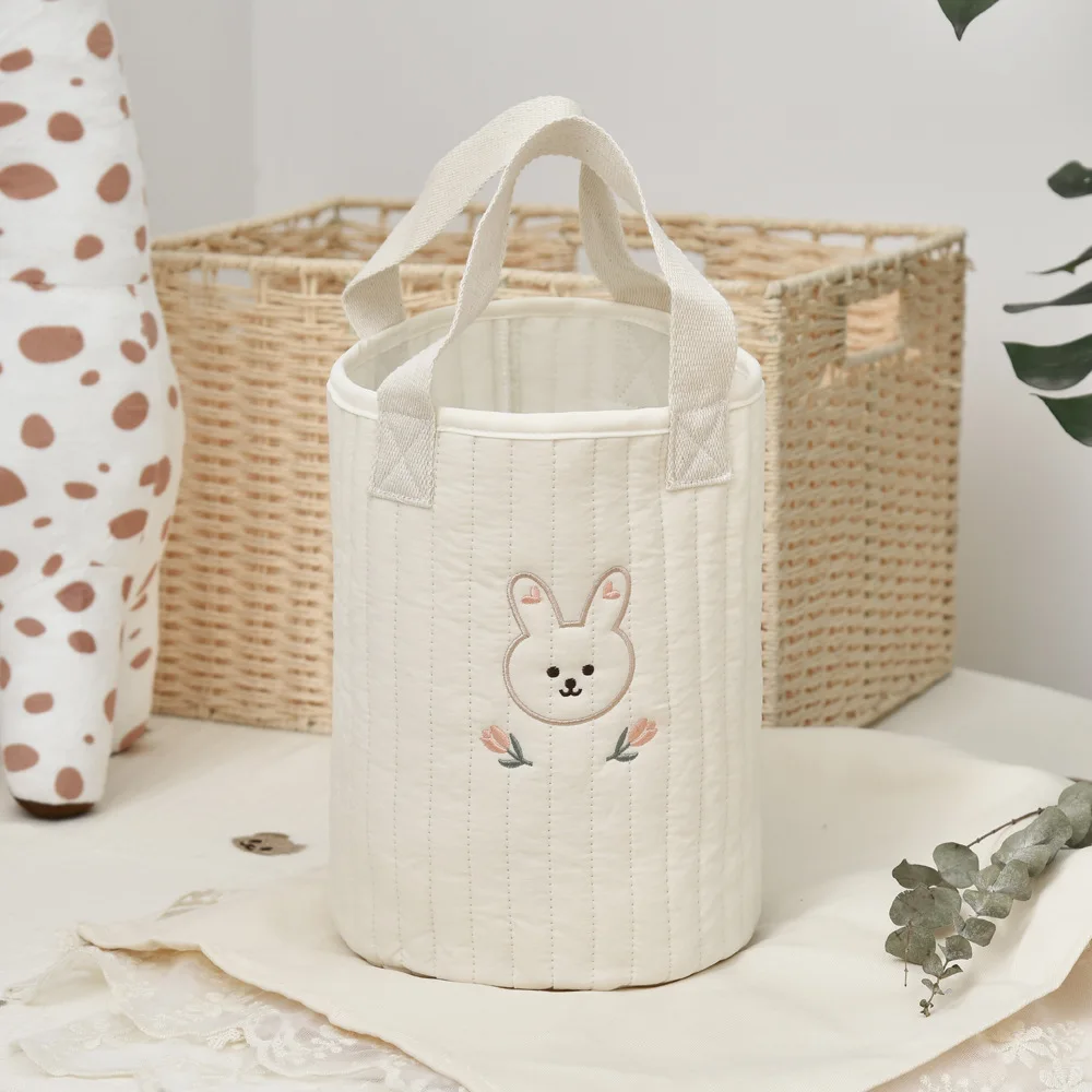 여성용 면 자수 버킷 백, 아기 카트 보관 유모차 걸이 가방, 기저귀 캐디 퀼트 엄마 가방
