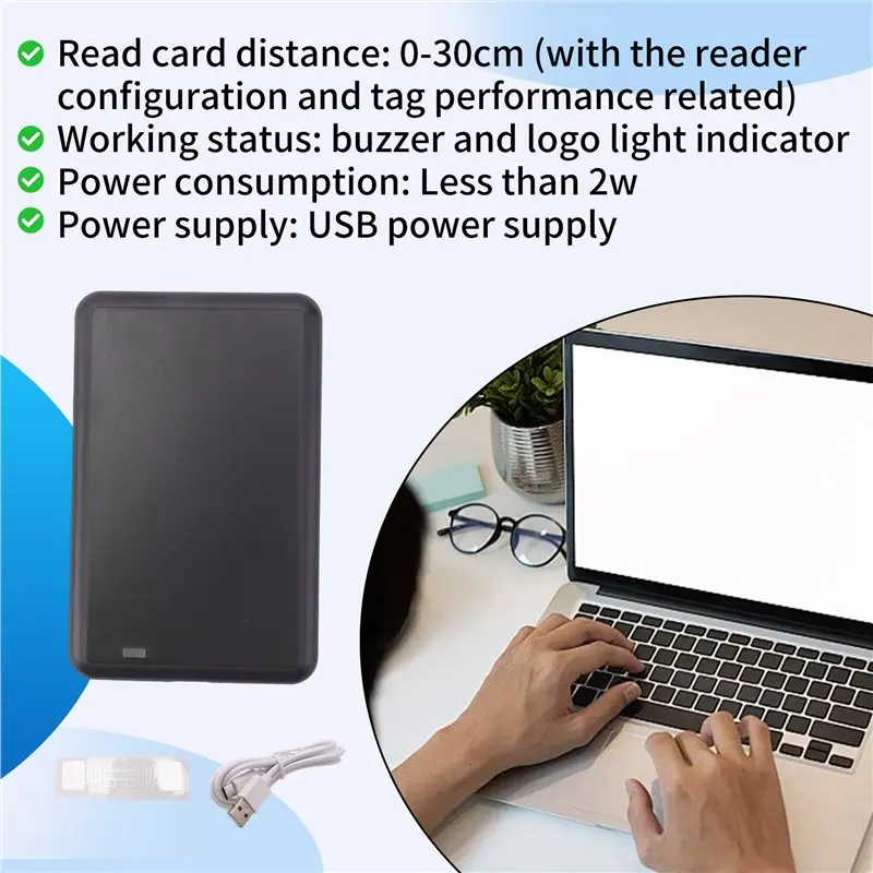 B24B USB UHF 태그 리더 ISO18000-6C 6B 860-960Mhz 리드/라이터 HID-USB 가상 COM 출력 조정 가능