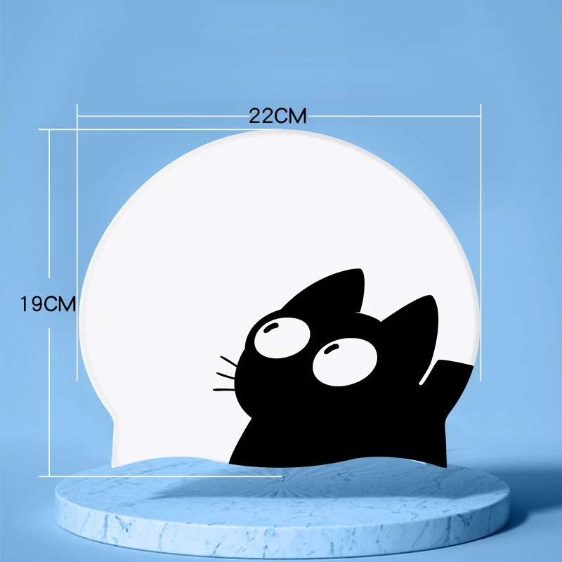 Cartoon Cat Print Children's Waterproof Silicone Swimming Cap Kid's Boys Girls Universal Ear Protection Swimming Hat Swim Cap 3