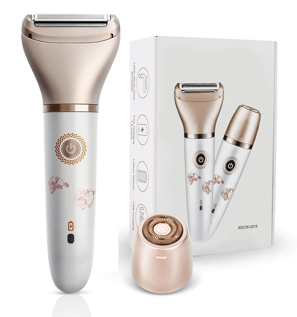 Epilatore per il viso elettrico multifunzionale 2 in 1 Epilatore per donna Impermeabile Zona bikini bagnato e asciutto Parte del sesso Trimmer sensibile femminile 2