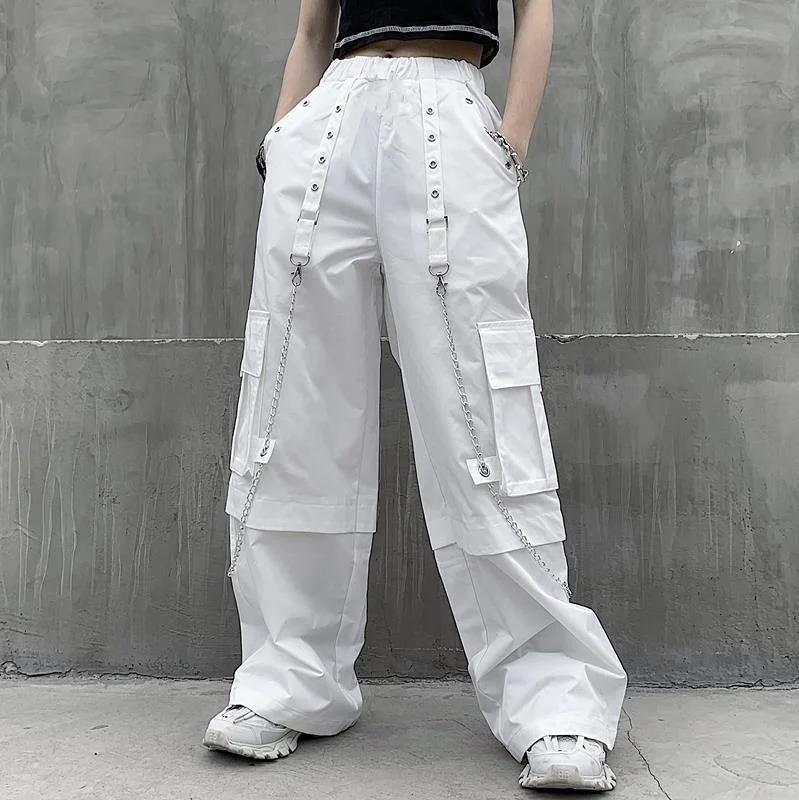 Streetwear White Wide Leg Women Pants Casual Loose High Waist Baggy Pants Harajuku Hip-Pop Sweatpants Pantalon Cargo Femme baggy jeans