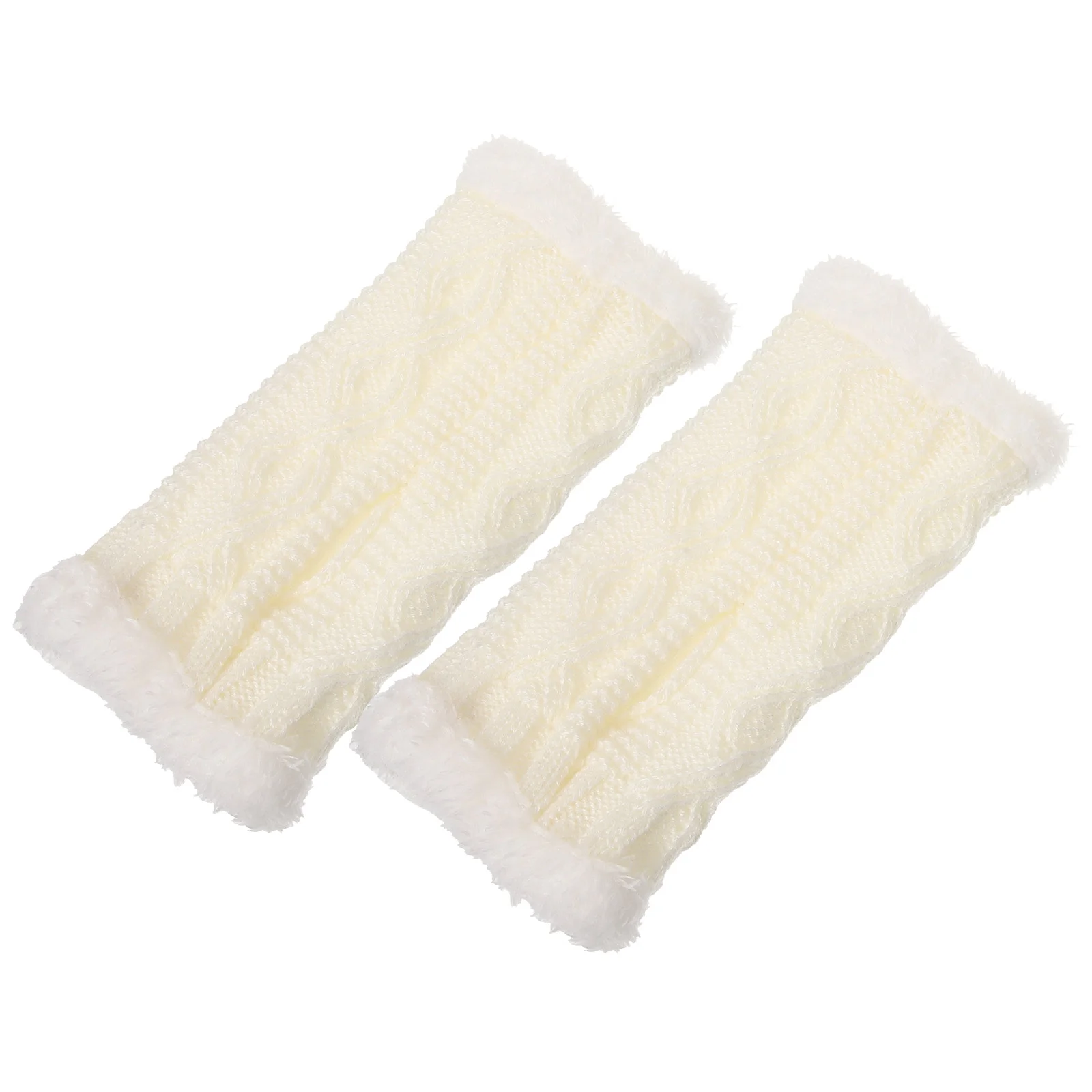 

Winter Plush Fingerless Gloves Knit Gloves Thumb Hole Warm Gloves Plush Fingerless Mittens for Women Outdoor Daily Use