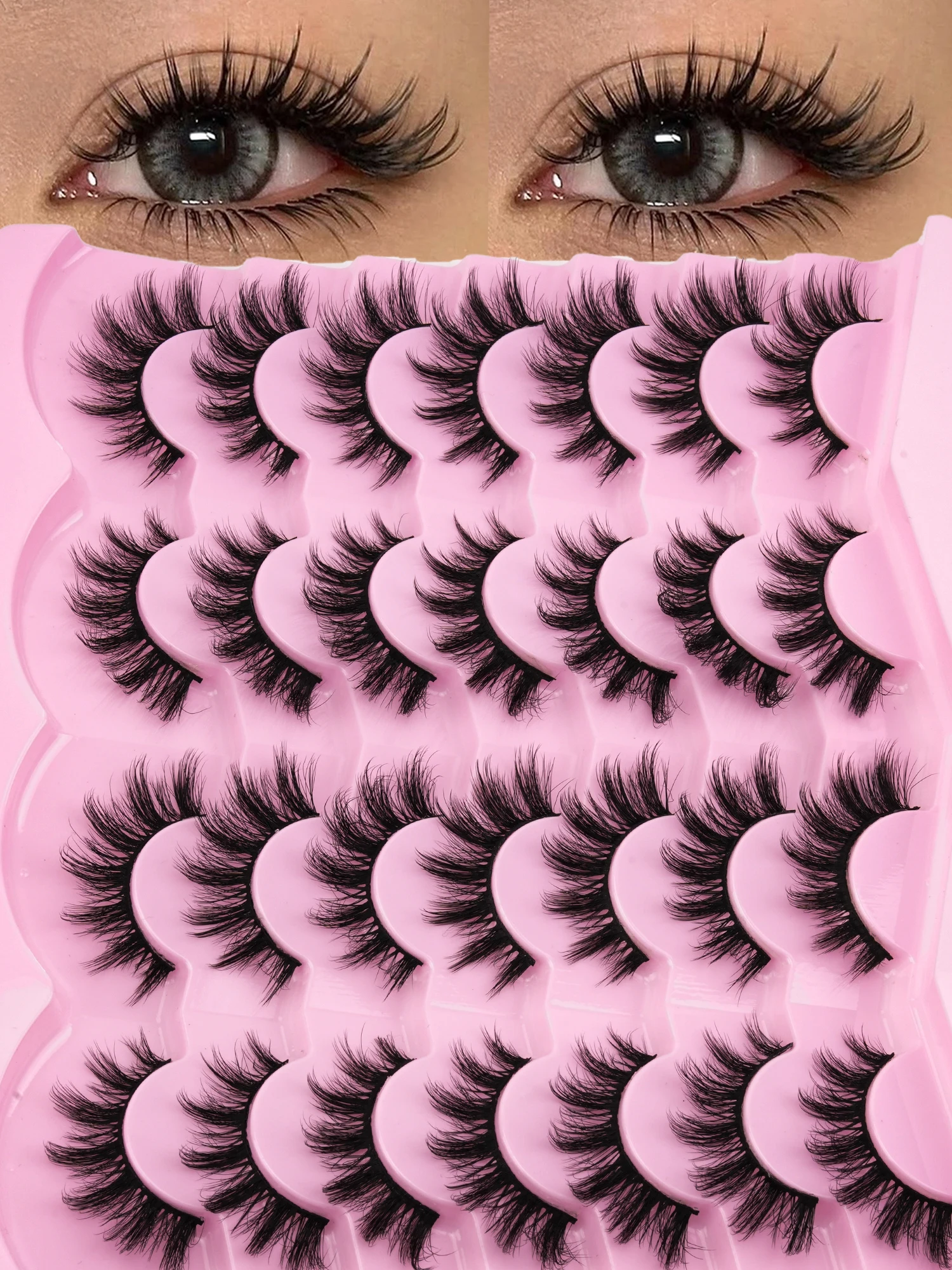 14 Pares Pestañas Postizas Estilo Manga Anime Puntiagudas Despeinadas, Pestañas Voluminosas en Capas 3D con Mechones Segmentados, Banda Fina de Algodón Suave Ligera, Efecto Ojos Grandes de Muñeca Ideal para Maquillaje Diario Dulce Kawaii Cosplay Halloween