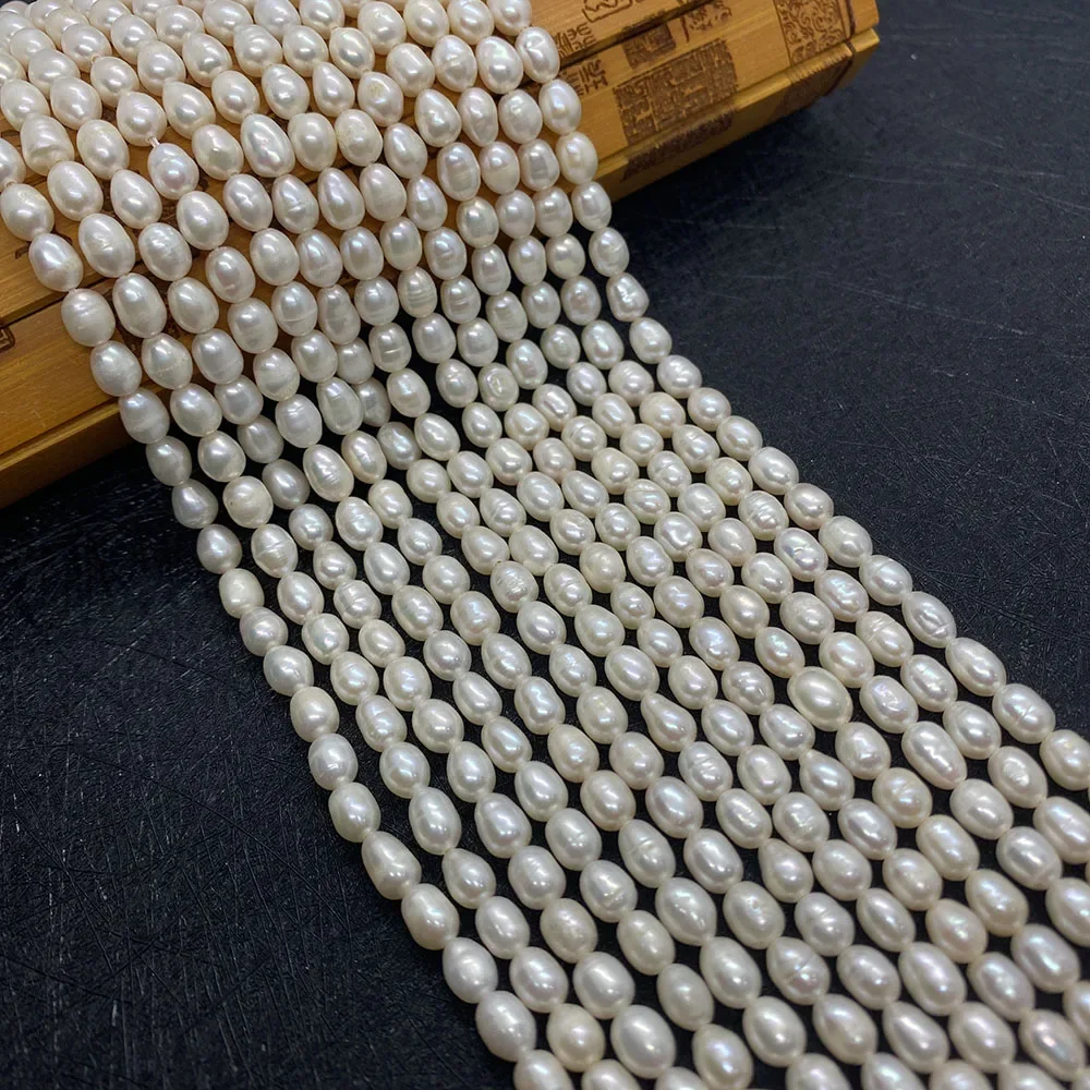 High-quality Natural Freshwater Pearl White Rice-shaped Handmade DIY Ladies Necklace Jewelry Jewelry Making Accessories 4.5-5mm