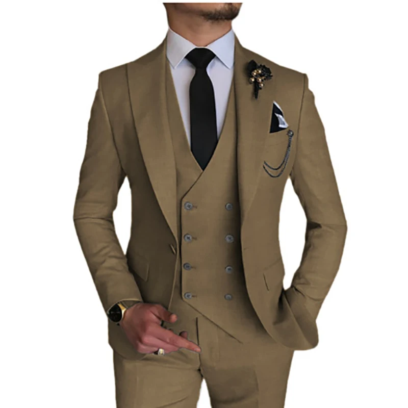 

Men Suit New Arrival Blazer Black Tuxedo Peaked LapeL Slim Fit Three Piece Regular Jacket Pants Vest Groomsmen Custom Made 2024