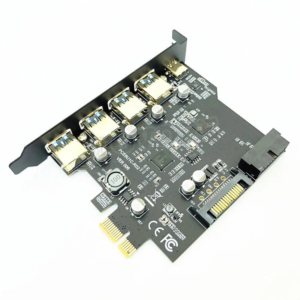 PCI Express USB 3.0 확장 카드 어댑터, PCI-E USB 3.0 허브 컨트롤러, 15 핀 전원 공급 장치, USB3.1 C타입 PCIE 확장 카드
