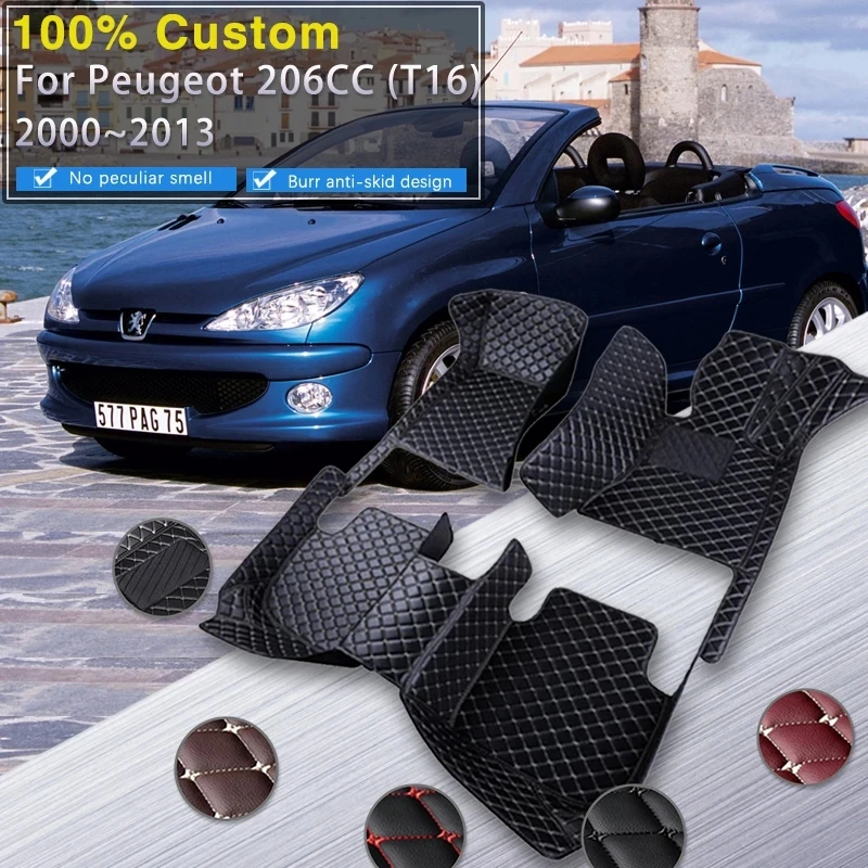 Auto Fußmatten für Peugeot 206cc 206cc t16 2000 ~ 2008 Leder matte Teppiche  Teppiche Schutz polster Set Innenteile Autozubehör - AliExpress