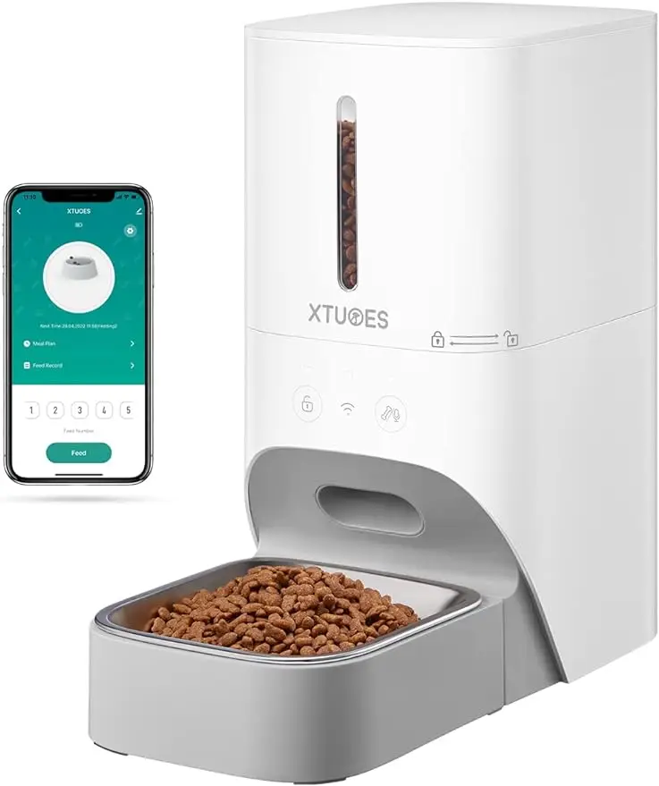 

Automatic Feeders 2.4G WiFi with App Control for Dry Food,1-10 Meals Per Day& 30s Meal Call,Timed Feeder for Cat Dog, 4L