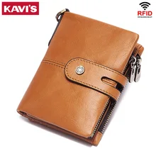 

KAVIS Genuine Leather Men's Wallets Short Zipper Clutch Money Bag Luxury Brand Male RFID Credentials Card Holder Mini Coin Purse