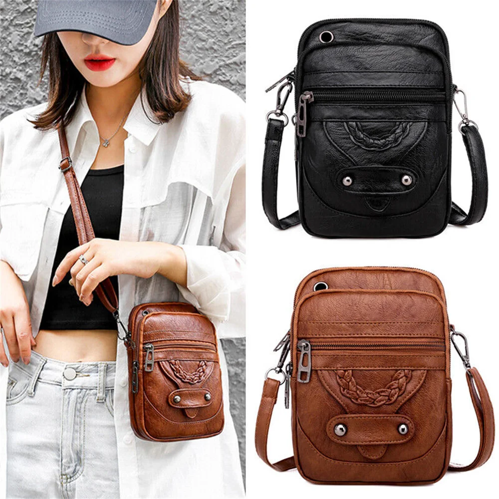 Women Leather Wallet Straps Crossbody Bag Multi-Functional Vintage Small  Square Soft Shoulder Bags Cash Purse Cell Phone Bag - AliExpress