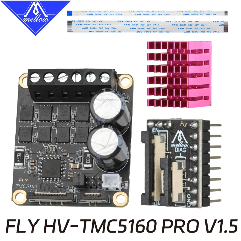 Mellow Fly Stepper Motor Driver Stepstick Spi Silencioso Marlin Klipper Rrf Peças de Impressora 3d 24v 48v hv Tmc5160 Pro V1.2