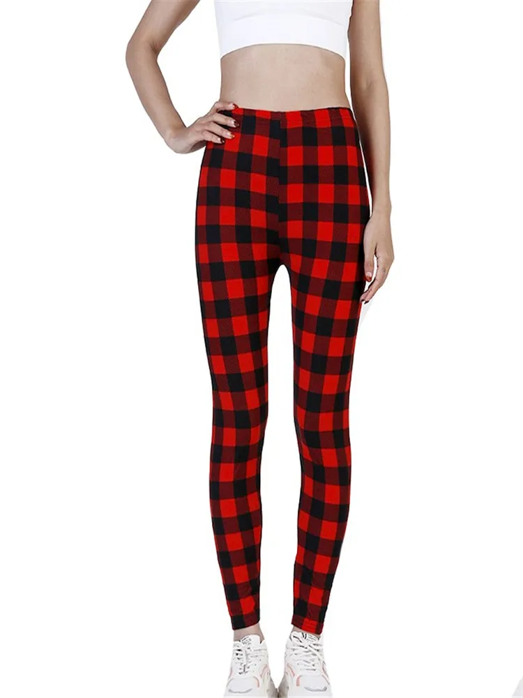 Plaid Leggings Fashion Fitness Gym 