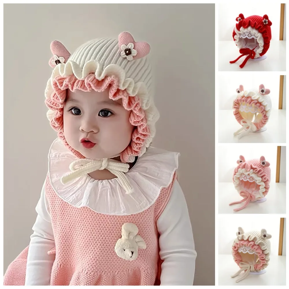 Warm Lace Princess Knitted Cap for Kids