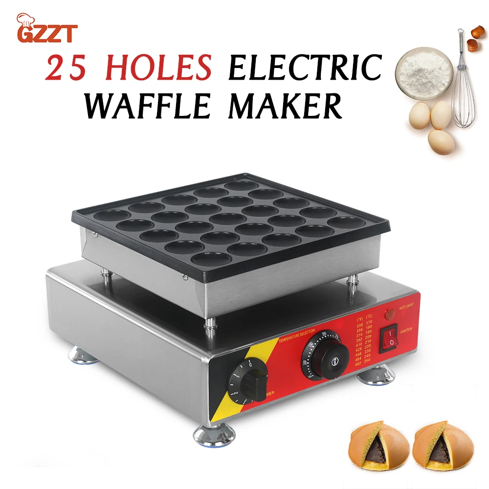 GZZT Electric Poffertjes Grill Pancake Maker 25 Hole Mini Pancake Maker Waffle Baker non-stick Plate Waffle Grids Waffle Baker
