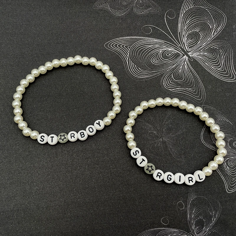 Pearl Bracelet StarGirl Star Boy Letters For Friendship Fashion Adjustable White Girl Boy's Jewelry